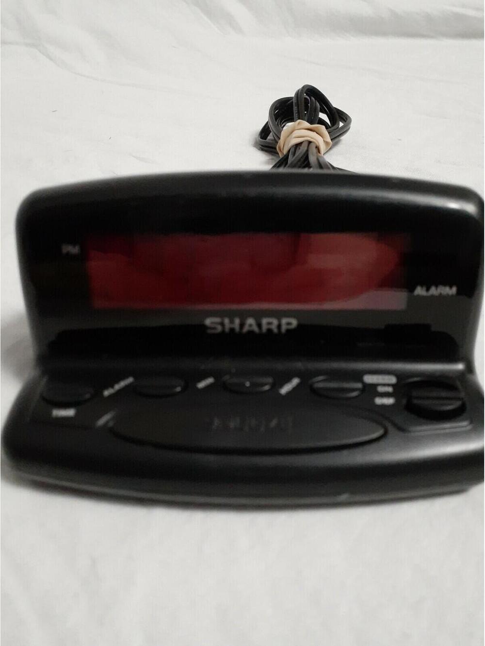 SHARP Travel Compact Alarm Clock Digital 9V Battery Backup Black Model SPC026A